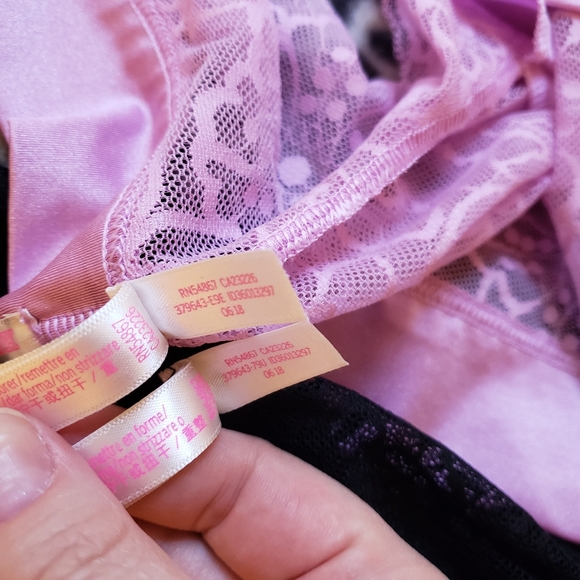 VS PINK Shine Floral Lace Cheeksters, Size M, Set of 2, NWOT, Pink-Purple/Black - Picture 10 of 12